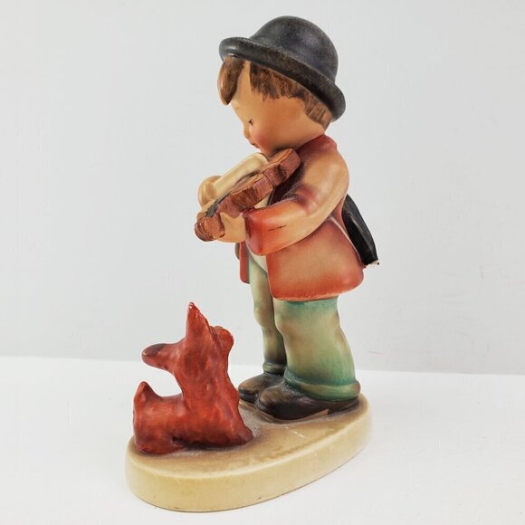 MJ Hummel Vintage West Germany Figurine Fiddler Boy Pet Dog Terrier 5+" - Picture 9 of 12